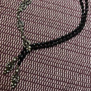 Asymmetric Black and Silver Vintage Style Necklace